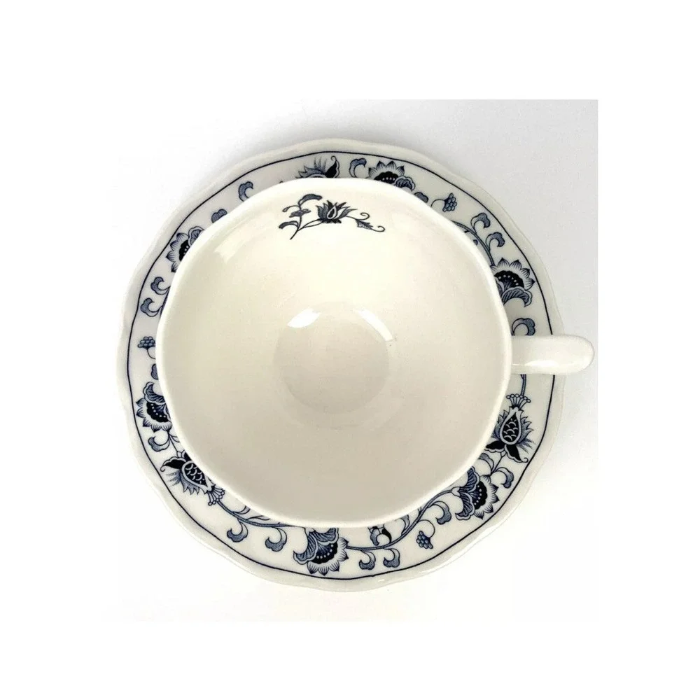 Vintage Nikko Ironstone Tea Cup and Saucer Ming Tree Blue Japan Blue Bonnet